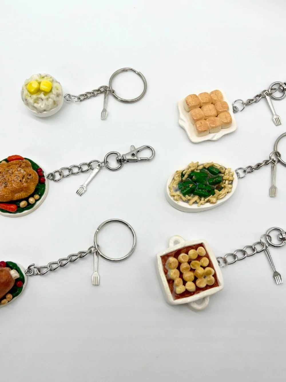 Thanksgiving/Christmas Dinner Food Keychain or Bag Clip | Handmade Holiday Food